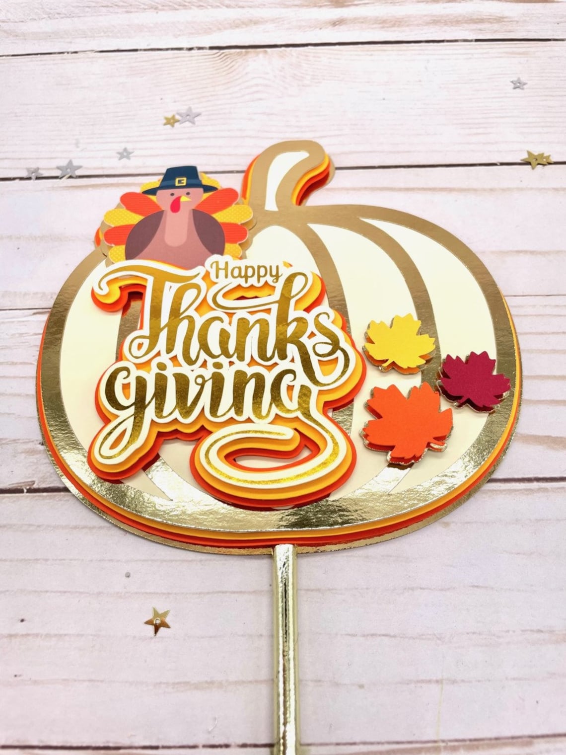 Thanksgiving Ramo Toppers Thanksgiving Cake Topper, Thankful Cake Decor, Turkey Topper ...