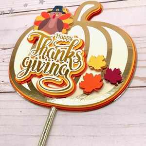 Thanksgiving Ramo Toppers Thanksgiving Cake Topper, Thankful Cake Decor, Turkey Topper ...