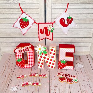 Strawberry 3D Letters, Berry Sweet, Strawberry Party Decorations ...
