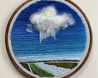 Embroidery Hoop Art - 3D Sky Landscape