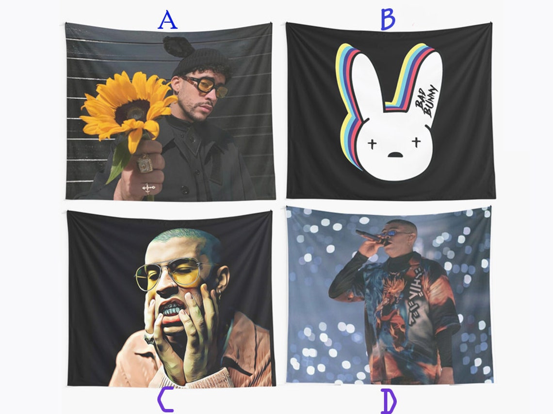 Bad Bunny Rapper Wall Tapestry Bad Bunny Concert Wall Etsy