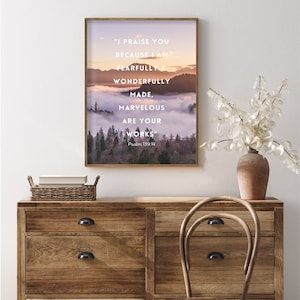 Psalm 139:14 Printable Sign Digital Downloads INSTANT DOWNLOAD I Am Fearfully Wonderfully Made Bible Verse Bible Print Scripture Christian