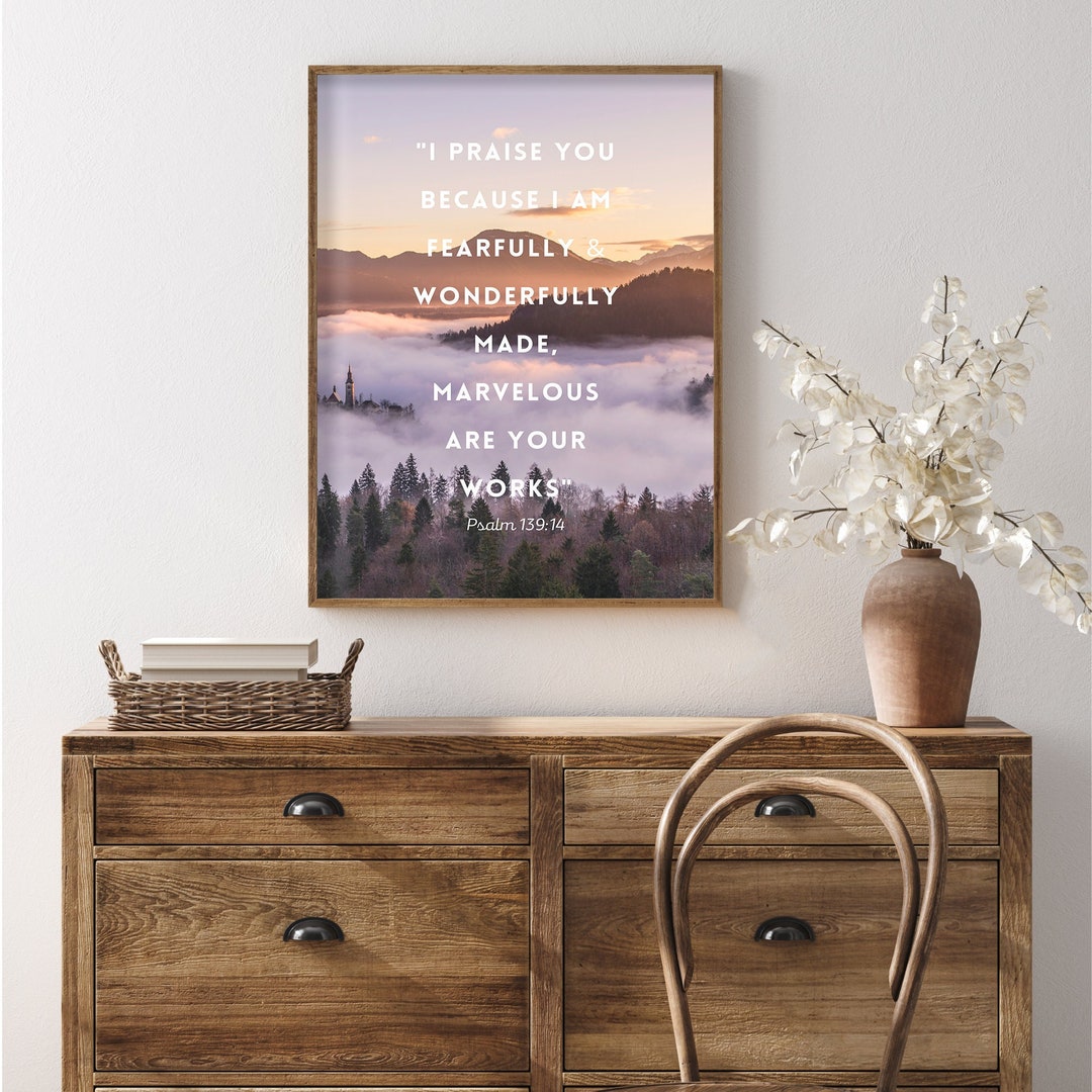 Psalm 139:14 Printable Sign Digital Downloads INSTANT DOWNLOAD I Am ...