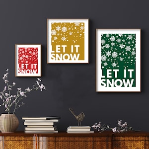Let it snow sign 3 Colors Snow days Christmas Mantle Decor Winter Rustic Living Room Wall Art Let It Snow Printable Sign | INSTANT DOWNLOAD