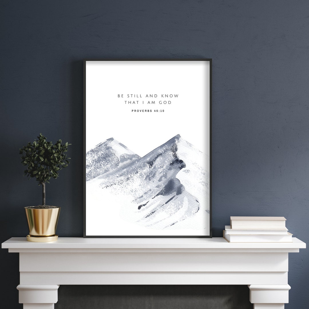 Proverbs 46:10 Bible Verse Wall Art Print, Botanical Scripture Wall Art ...