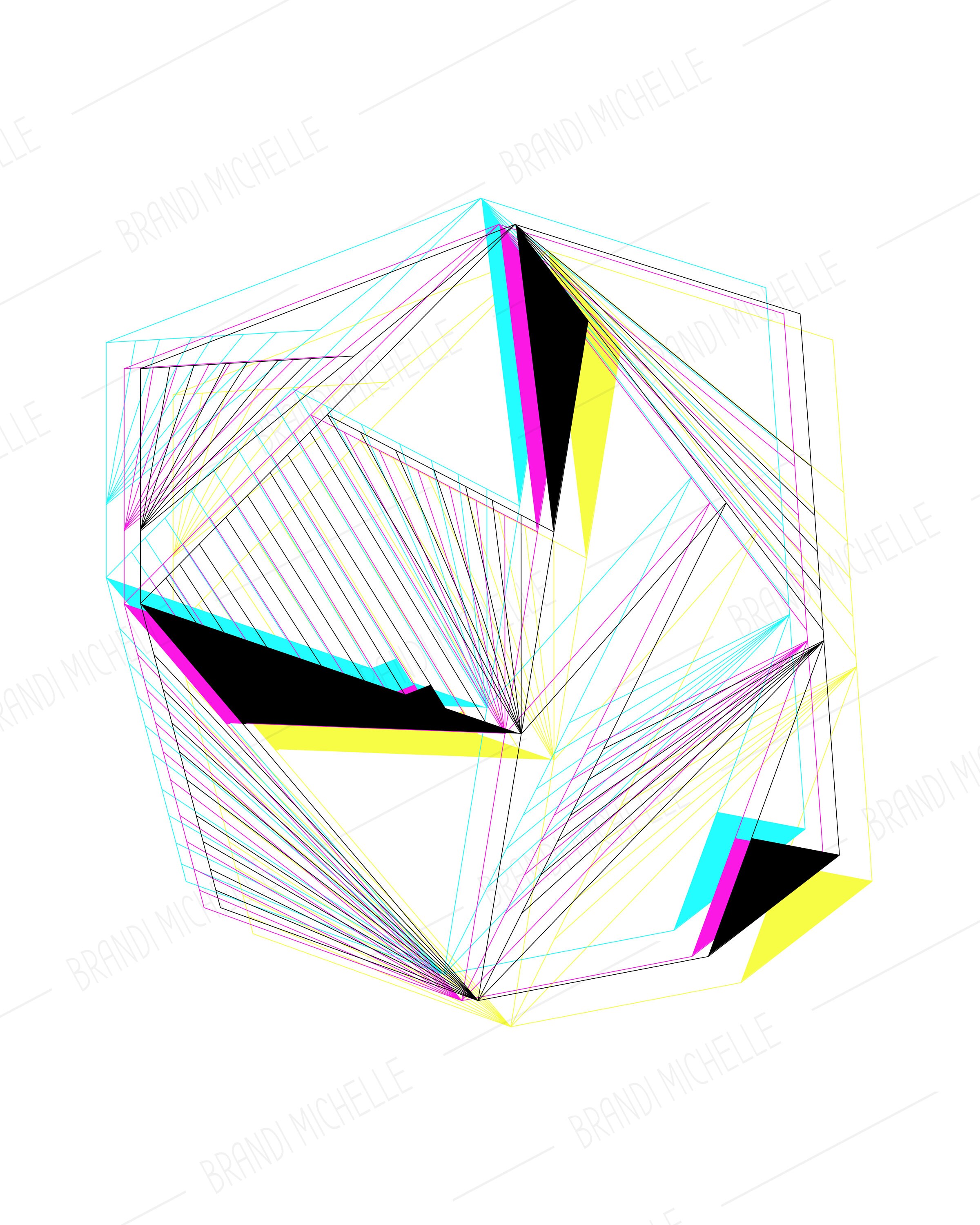 Minimalist Hexagon Line Drawing Wall Art Printable CMYK 16x20 Etsy