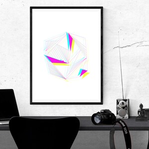 Minimalist Hexagon Line Drawing Wall Art Printable | CMYK 16x20
