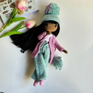 Crochet Doll with accessories, Handmade toys for kids, knit doll, 1st birthday gift, gift for Daughter, Posable doll, Unique handmade gift
