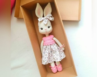 Handmade gift for kids, Stuffed animal toy, Birthday gift for kids, Bunny toy, Crochet doll, Organic  1st birthday gift, for daughter, Sale