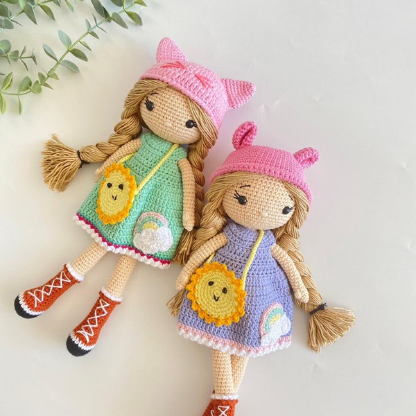 Crochet Doll, Handmade toys, Gift for daughter, Birthday gift for girl, Knit doll, Doll with accessories, toys for kids, Christmas gift