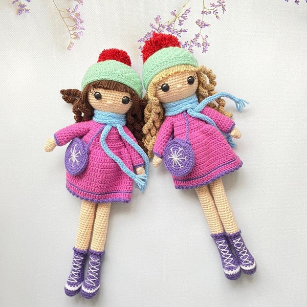 Curly Hair Doll for girls, Crochet Doll for Sale, Gift for kids, HandmadeToy gift , Handmade doll with clothes, 1st birthday gift,