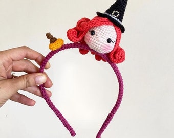 Handmade headbands for Kids. Kids hair accessories , Handmade Crochet Decor, witch character, gift for daughter, handmade gift