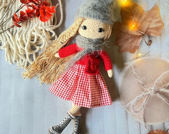 Crochet Doll with accessories, Handmade toys for kids, knit doll, 1st birthday gift, gift for Daughter granddaughter, Posable doll, Sale