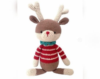 Giocattolo di renna, regalo di Natale per bambini, giocattoli fatti a mano per bambini, giocattoli all'uncinetto, giocattoli organici per bambini, giocattolo Amigurumi, bambola a maglia, renna