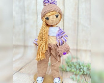 Crochet Doll with accessories, Handmade toys for kids, knit doll, 1st birthday gift, gift for Daughter, Posable doll, Unique handmade gift