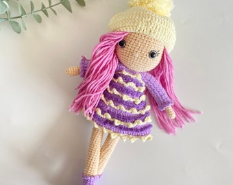 Handmade crochet doll for kids, Organic toys, Gift for daughter, Stuffed knit doll, Birthday gift for children, Playmate, Amigurumi doll