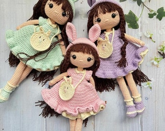 Doll,Handmade crochet doll for kids, Doll with accessories, Birthday gift for kids, Toys for girl, Easter Gift for daughter granddaughter