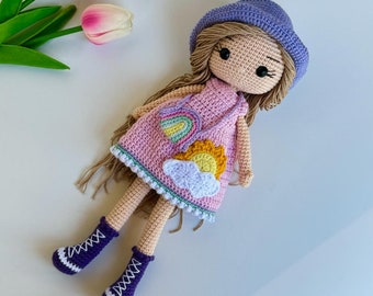 Crochet Doll, Handmade toys for kids, Birthday gift for daughter, Granddaugher, Knit doll, Doll with accessories, Easter Gift