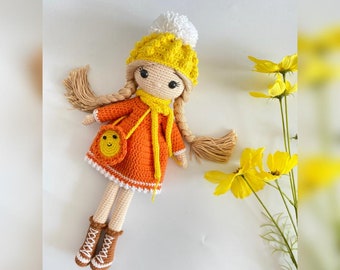 Crochet doll for kids, Organic handmade toys, Knit doll for birthday gift, doll with accessory, hand knit doll, amigurumi doll, SALE