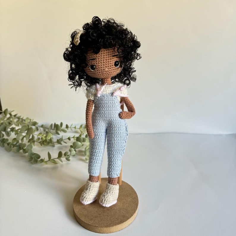 Dark skin handmade doll for kids, African American doll, Black crochet doll, Toys for kids, Amigurumi doll, Birthday gift for kids, BLM image 8