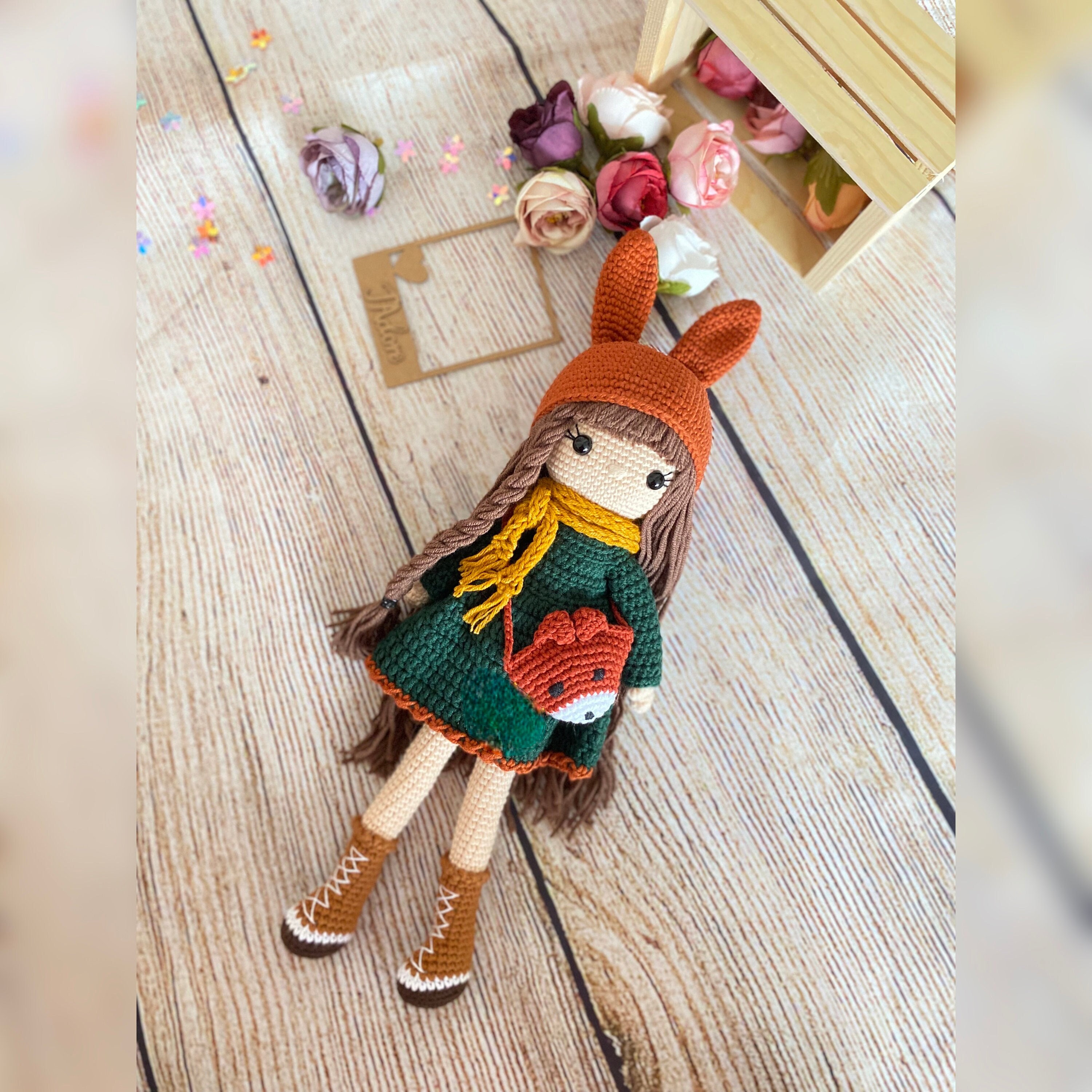 Handmade crochet doll for kids, Doll with accessories, Birthday gift for kids, Toys for girl, Gift for granddaughter, Christmas gift, Sale