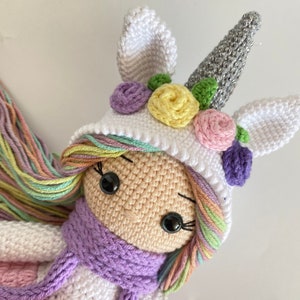 Poupée licorne, cadeau d'anniversaire pour enfants, poupée avec accessoires, cadeau pour fille, jouets faits main, poupée au crochet, poupée ancienne, cadeau pour dher image 7