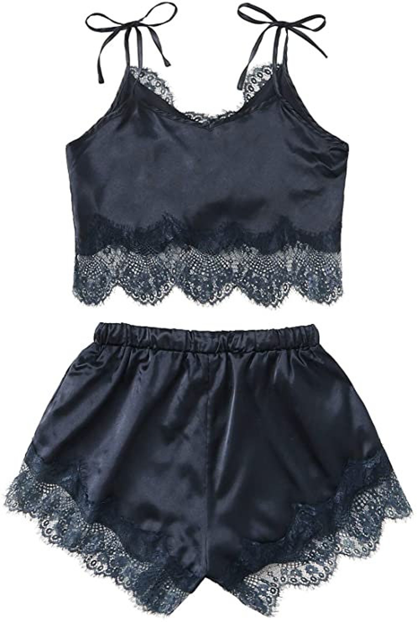 Women's Lace Trim Bralette Shorts Pajama Set Lingerie Etsy