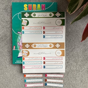 MINI Surah Strips - Juzz Amma, Koranen för barn, Islamiska böcker, Koranböcker, Muslimska böcker, Montessoribok, Muslimsk hemskola, Surah Fatiha bild 3