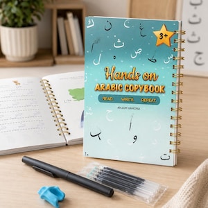 Cuaderno de caligrafía árabe práctico: Libro reutilizable para trazar el alfabeto, ideal como regalo para Eid (a partir de 3 años).