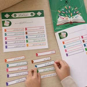 MINI Surah Strips - Juzz Amma, Koranen för barn, Islamiska böcker, Koranböcker, Muslimska böcker, Montessoribok, Muslimsk hemskola, Surah Fatiha bild 12