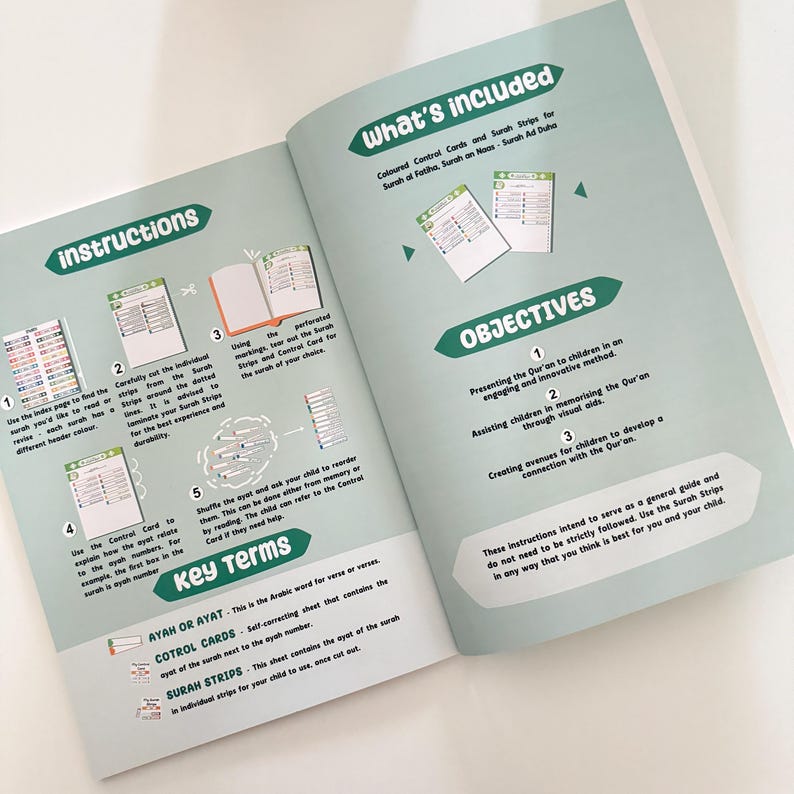 MINI Surah Strips - Juzz Amma, Koranen för barn, Islamiska böcker, Koranböcker, Muslimska böcker, Montessoribok, Muslimsk hemskola, Surah Fatiha bild 9