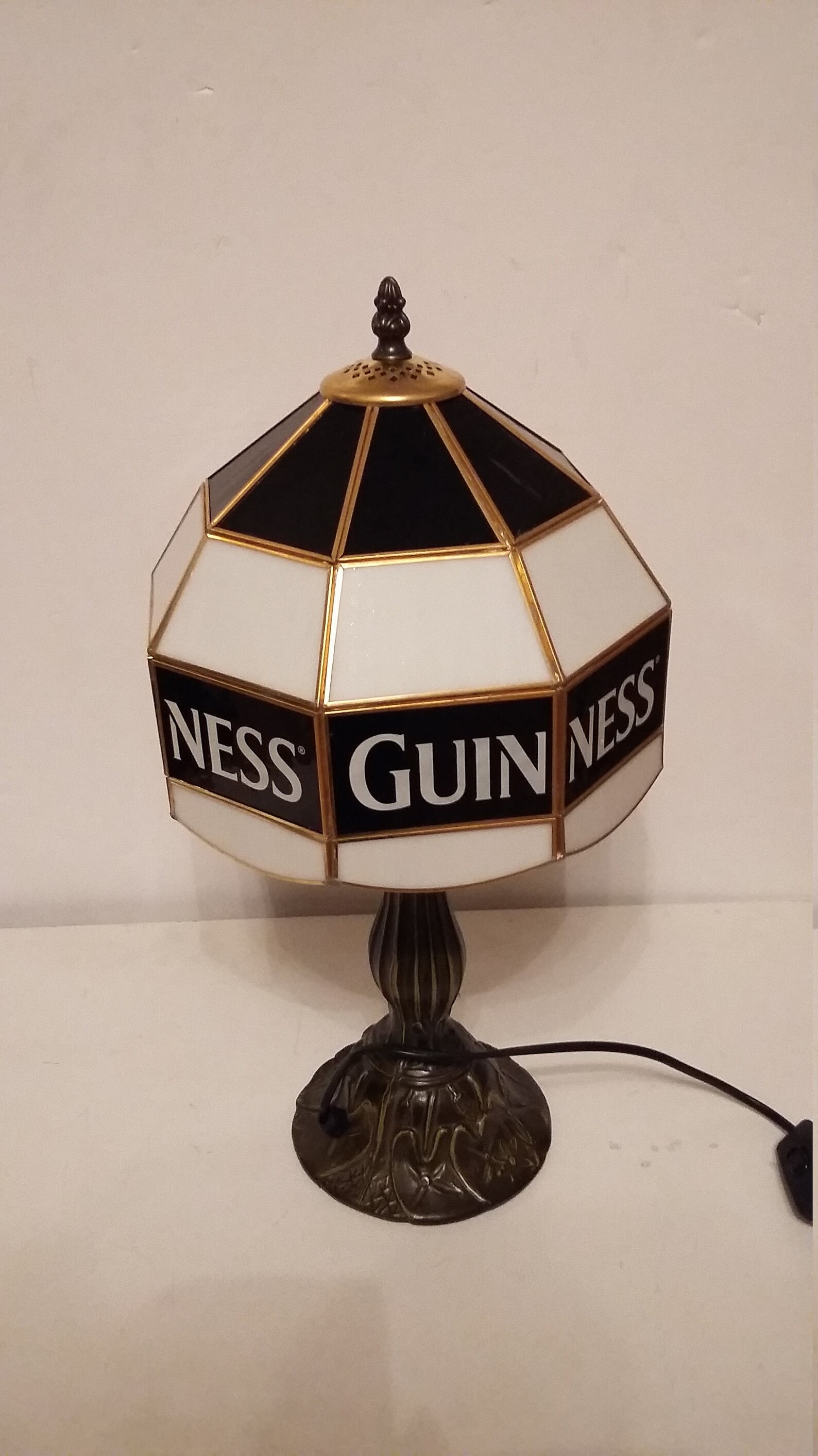 Art Deco Tiffany Style Guinness Lamp// Black and White Leaded Etsy UK