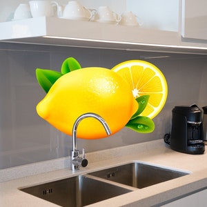 Muursticker citroen voor keukentegels - vinylsticker citrus - muurdecoratie citroen - tropisch fruit decor - stickers tegels