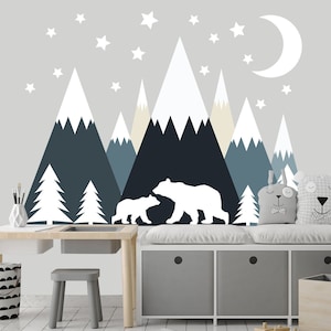 40% OFF... Mountain Wall Decal Nursery Polar Bear Family - Etsy