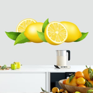 Muursticker citrus - muurdecoratie citroen voor keuken - sticker fruit voor tegels - huisdecoratie citroenen - stickers fruitkleur
