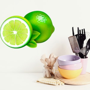 Muursticker limoen voor keuken - muurdecoratie citroen - sticker fruit voor tegels - huisdecoratie citroenen - stickers fruitkleur