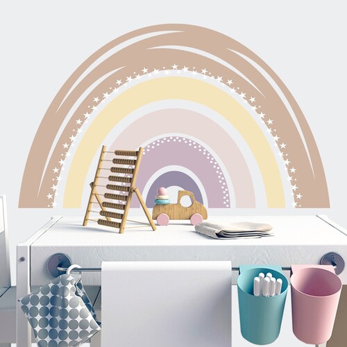 Pastel Rainbow Wall Decal for Girl Bedroom Large Rainbow Etsy