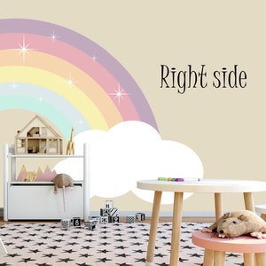 Large Half Rainbow Wall Decal Baby Nursery Room, Pastel Art Decor Corner Toddler Girls Bedroom, Vinyl Sticker Kids Playroom, Peel and Stick