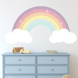 Pastel Large Rainbow Wall Decal Nursery - Rainbow Decor Girl Bedroom - Vinyl Sticker Kids Playroom LX240