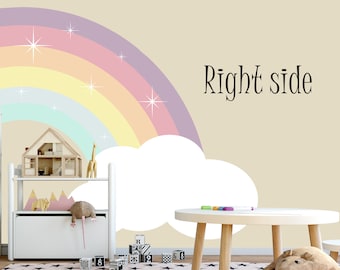 Large Half Rainbow Wall Decal Baby Nursery Room, Pastel Art Decor Corner Toddler Girls Bedroom, Vinyl Sticker Kids Playroom, Peel and Stick