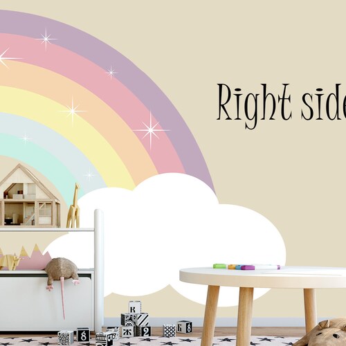 Pastel Rainbow Wall Decal Kids Room Large Rainbow With - Etsy