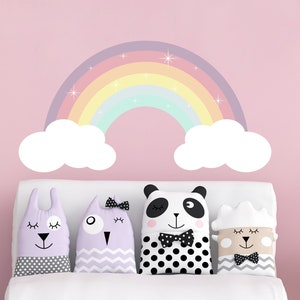 Pastel Large Rainbow Wall Decal Nursery - Rainbow Decor Girl Bedroom - Vinyl Sticker Kids Playroom LX240