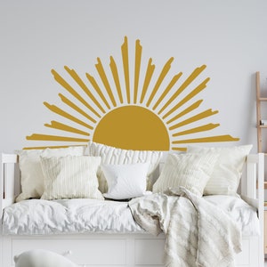 Sun Wall Decals Neutral for Kids Nursery - Sunshine Wall Art Vinyl Sticker Toddler Room - Large Playroom Decoration - Girl Boy Bedroom Decor