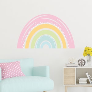 Pastel Rainbow Wall Decal for Girl Bedroom, Large Rainbow Sticker With ...