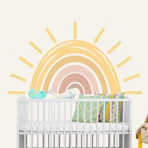 Large Rainbow Sun Wall Decal Baby Nursery, Sunshine Gift Art Decor for ...