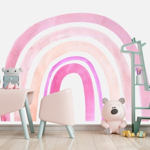 Soft Pink Rainbow Wall Decal Girl Bedroom - Large Pastel Rainbow Kids Playroom - Rainbow Arch Decor Girl Nursery - Sticker no background