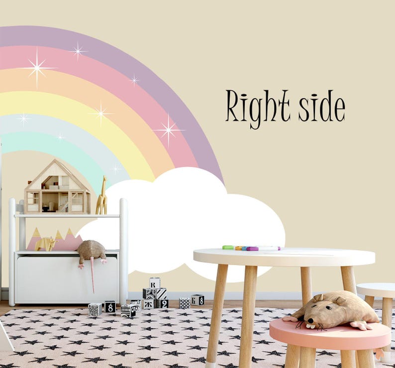 Large Half Rainbow Wall Decal Baby Nursery Room, Pastel Art Decor ...