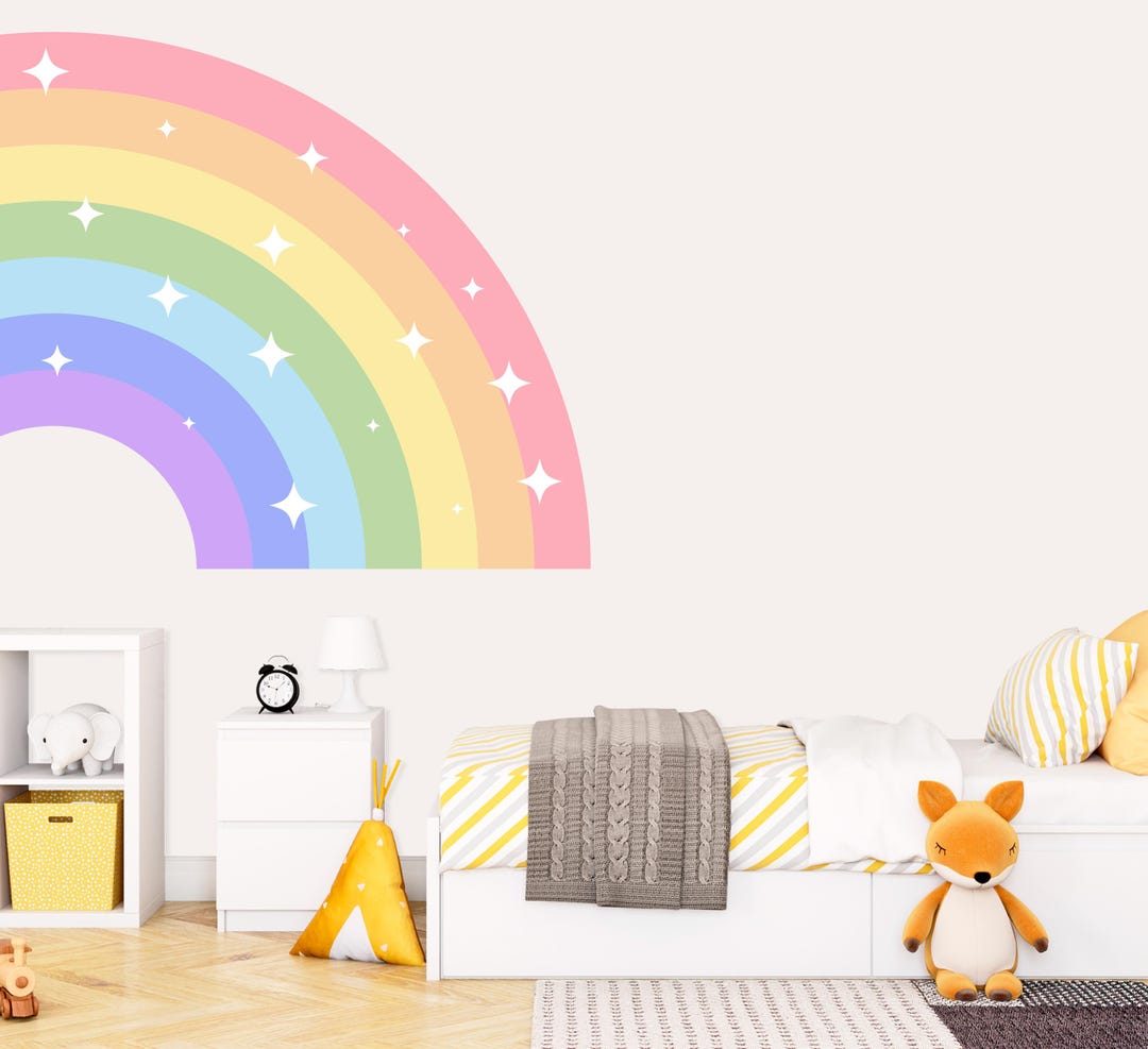 Half Rainbow Wall Decal, Large Rainbow Sticker for Girl Bedroom, Vinyl ...
