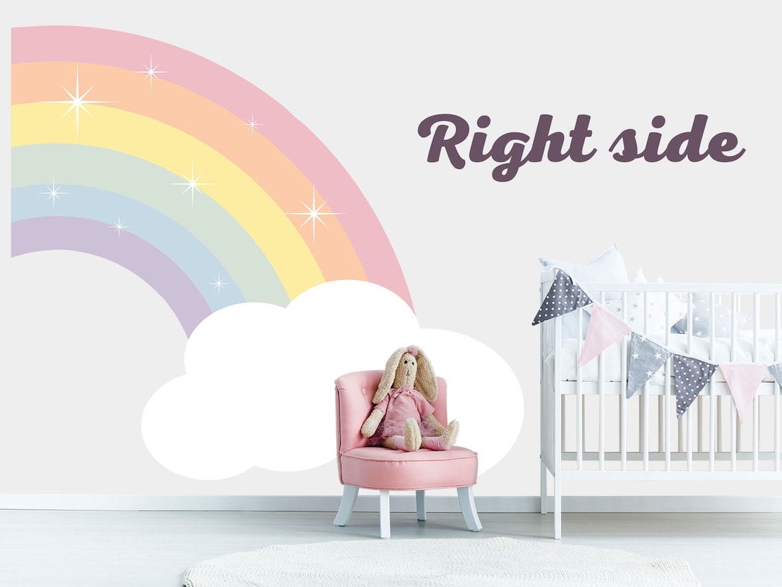 Rainbow Wall Decal Half Pastel Rainbow Decor Girl Nursery Etsy