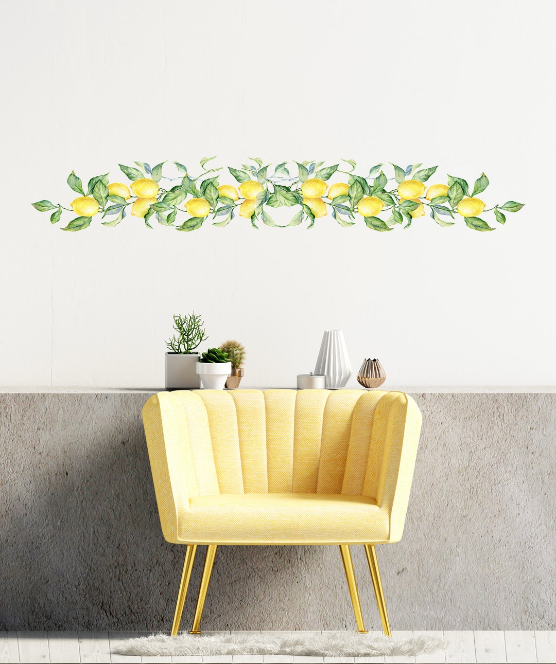 Watercolor Lemons Wall Decal for Home Lemon Wall Art Decor Removable